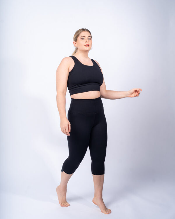 Calza deportiva 3/4 de alto impacto Basic - negro