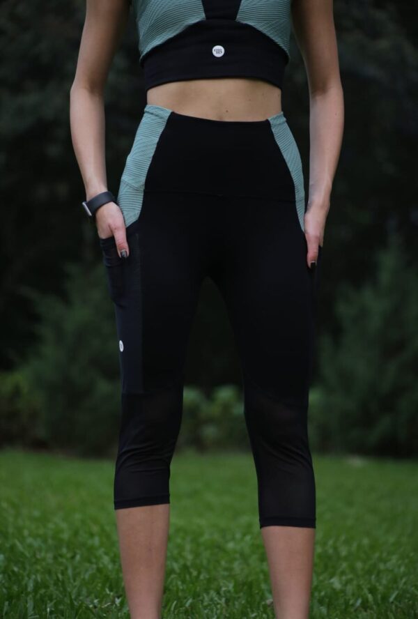 Calza Capri Fine Mesh de alto impacto - Jade